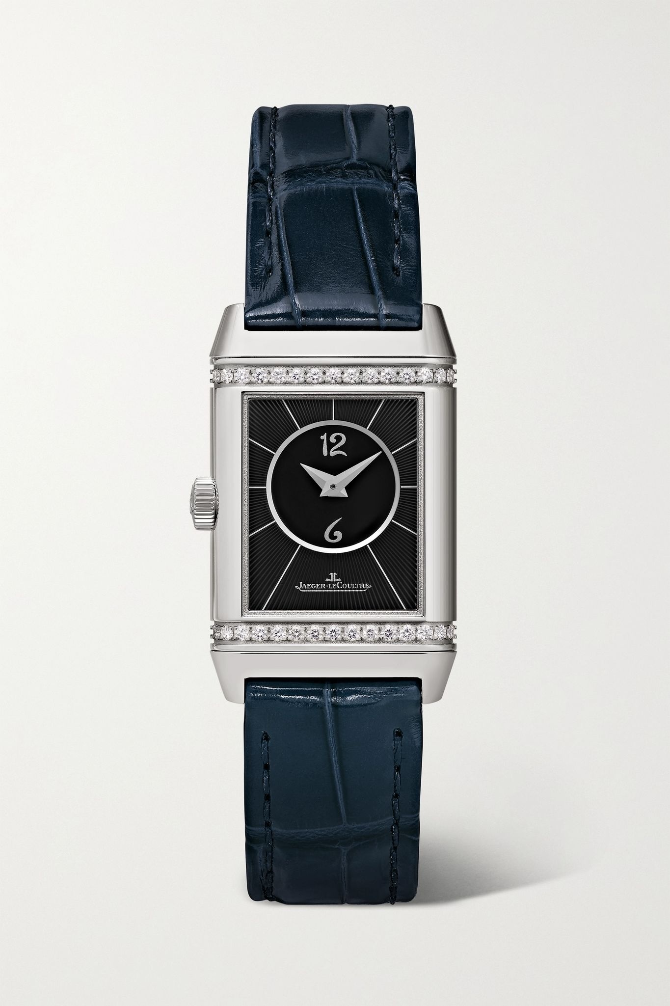 Reverso Classic Duetto 21mm small stainless steel, alligator and diamond watch - 1