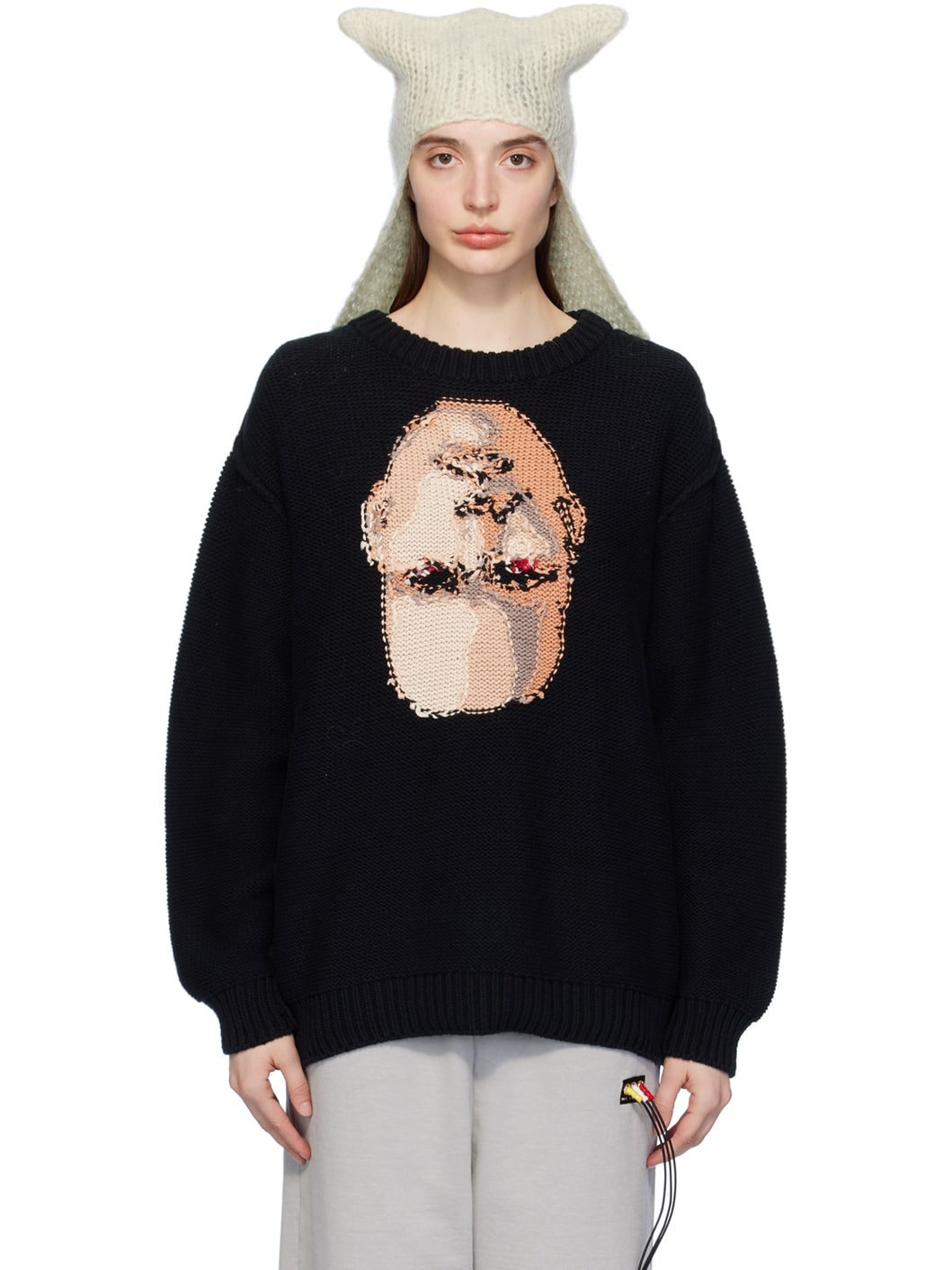 Black Intarsia Sweater - 1