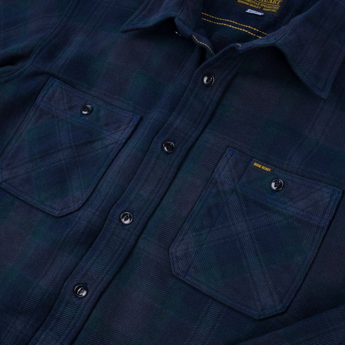 IHSH-342-OD Ultra Heavy Flannel Crazy Check Work Shirt - Navy Overdyed Black - 8