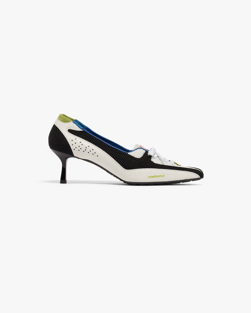 Silver Leather Heeled Sneaker Pumps | Casablanca Paris 1