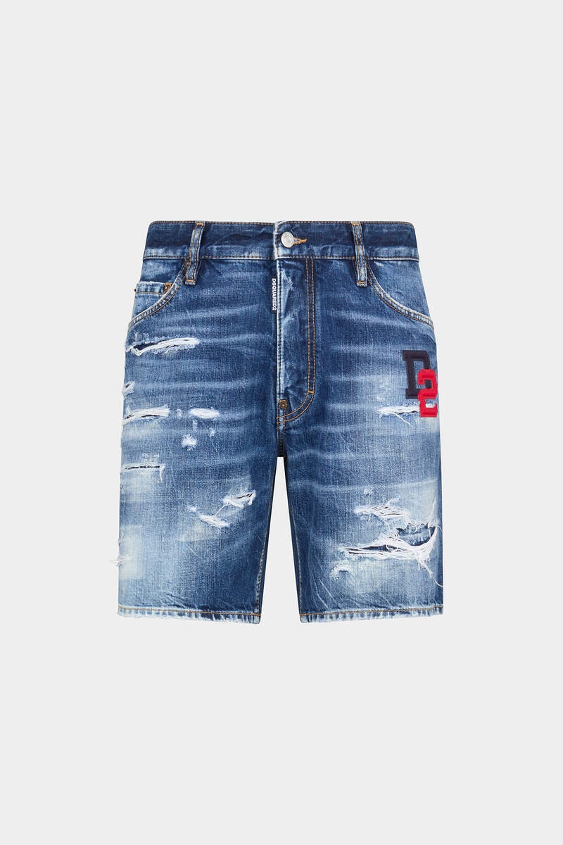 DARK RIPPED WASH MARINE SHORTS - 1