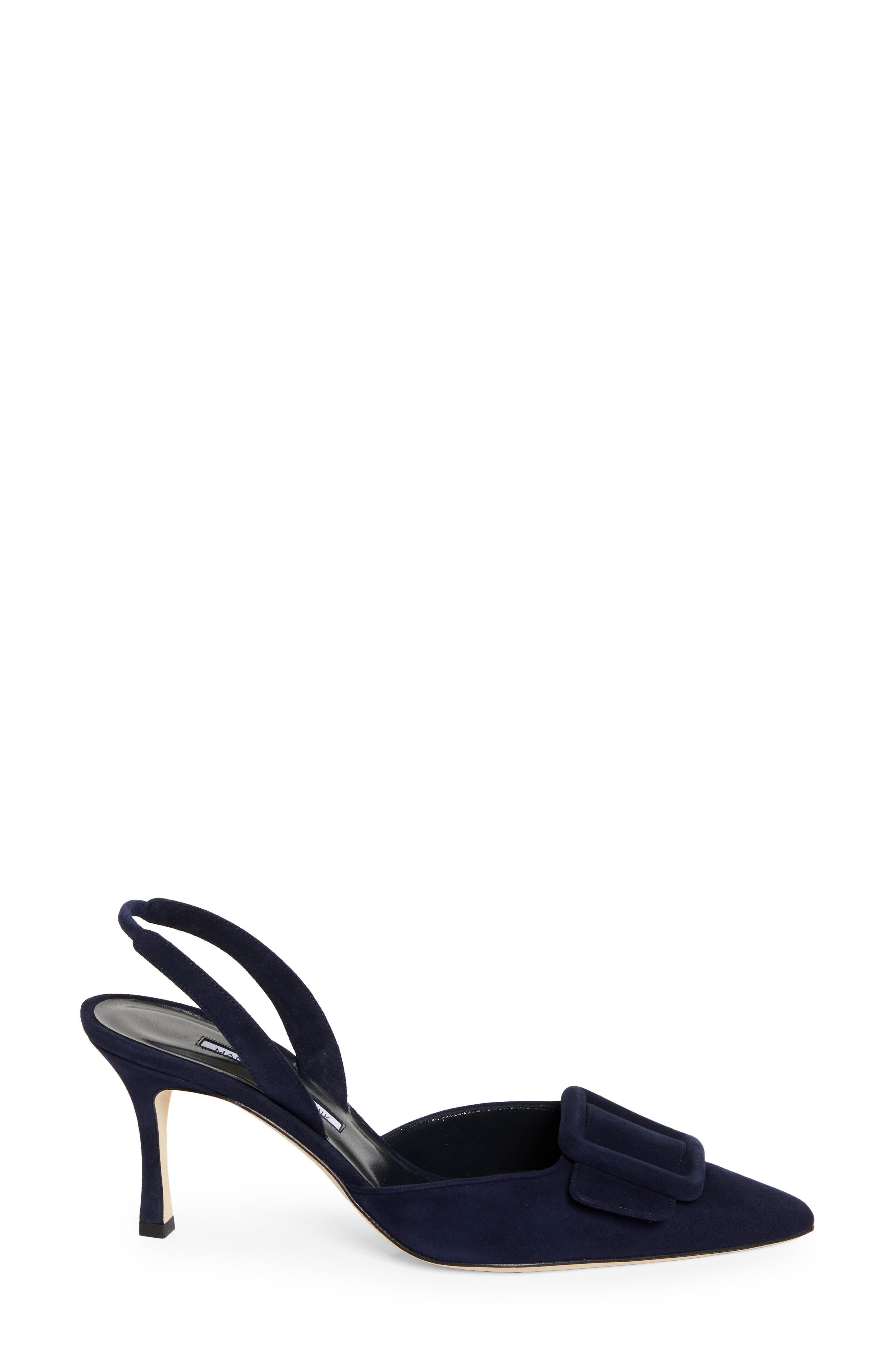 Manolo Blahnik Maysli Pointed Toe Slingback Pump in Navy4116 at Nordstrom - 3