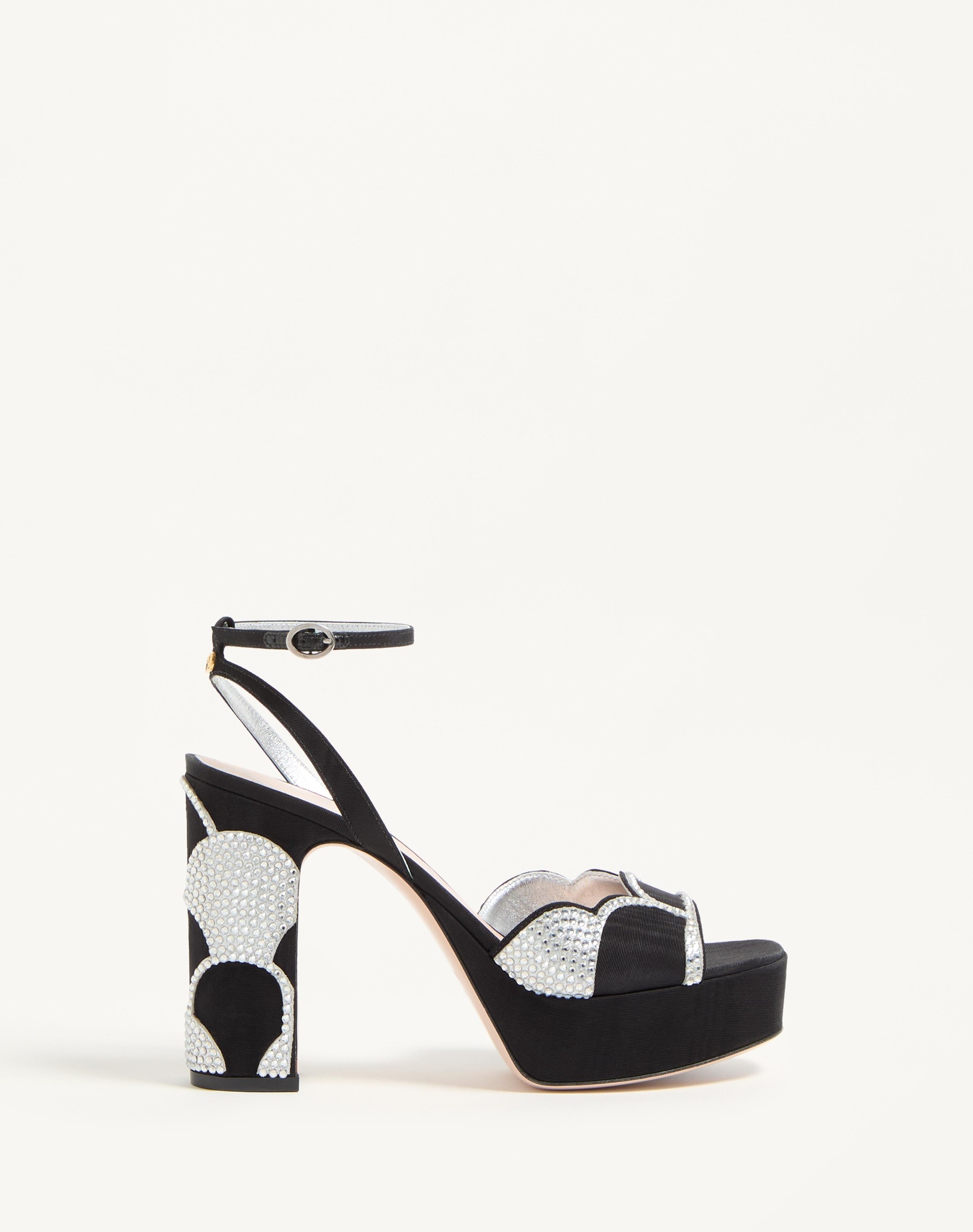 BOWOW PLATFORM SANDAL IN MOIRÉ FABRIC WITH CRYSTALS 115MM - 1