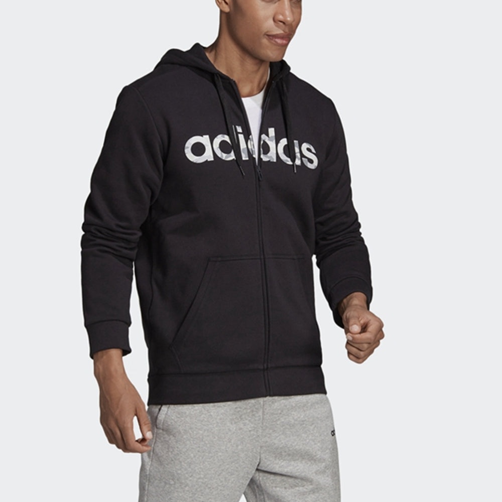 adidas Athleisure Casual Sports hooded Zipper Jacket Black EI9736 - 3