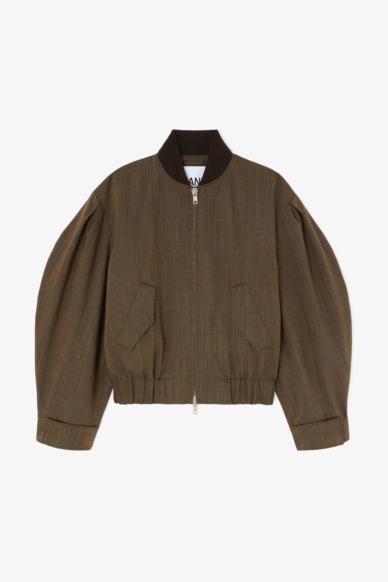 BOMBER IN BROWN WOOL MELANGE - 1