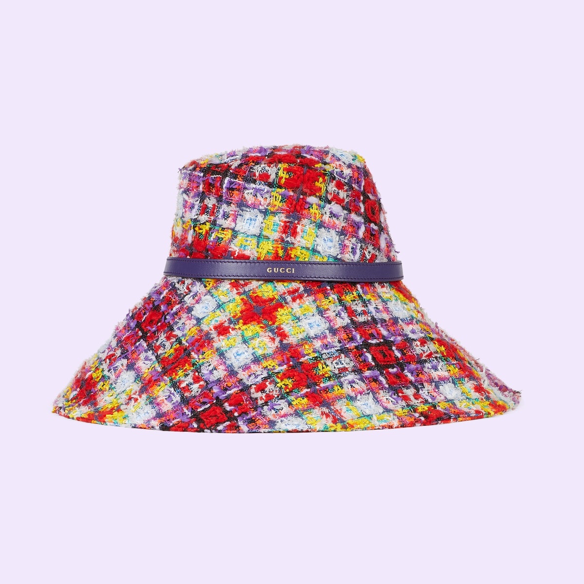 Check tweed wide-brimmed hat - 2