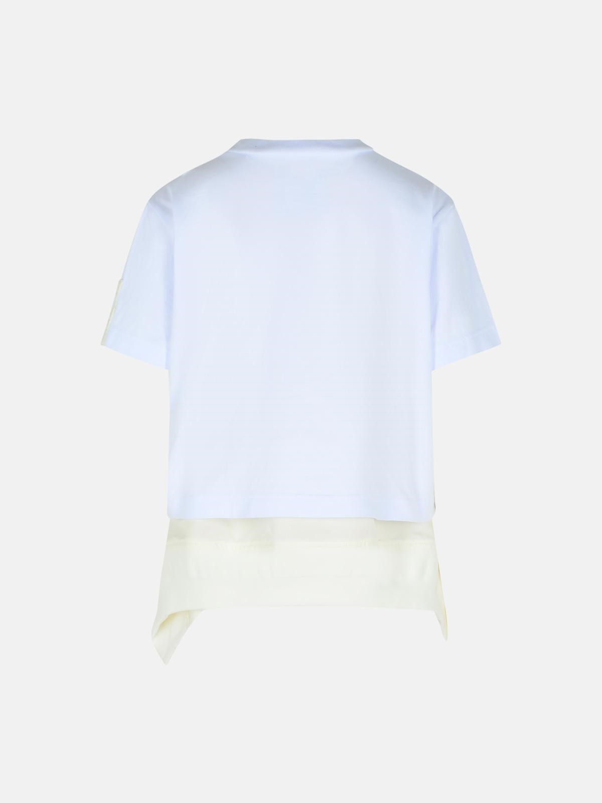 WHITE COTTON BLEND T-SHIRT - 3