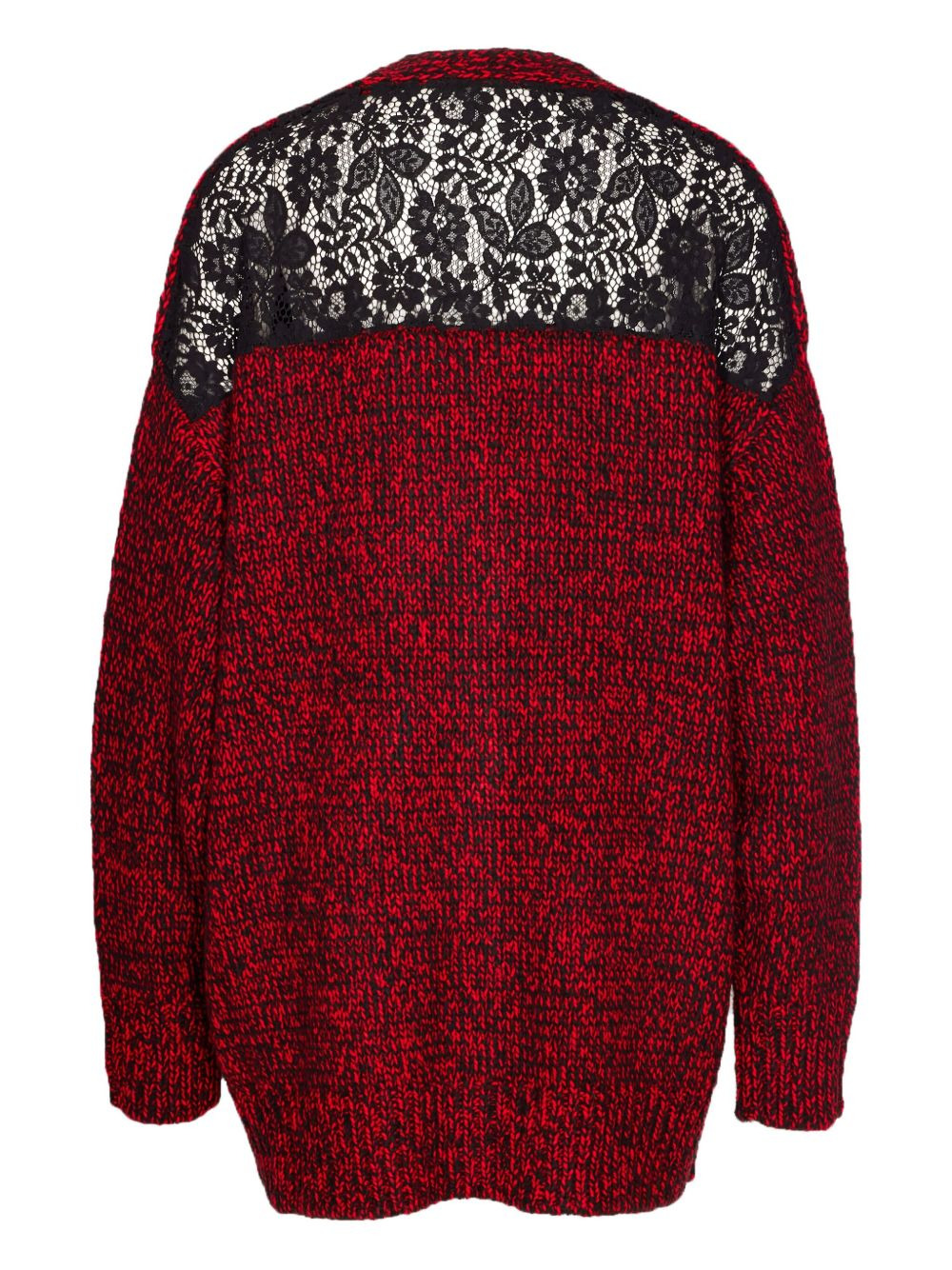 lace-insert button cardigan - 2