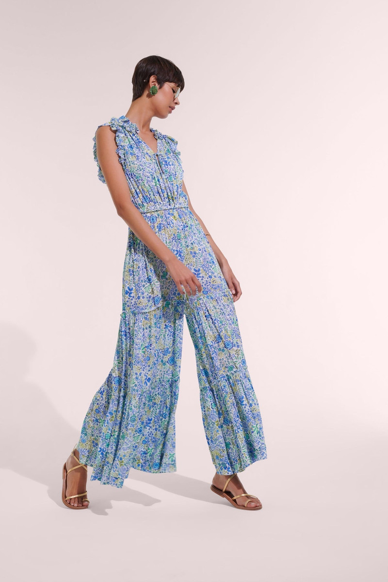 Long Jumpsuit Belene - White Blue Nature 1