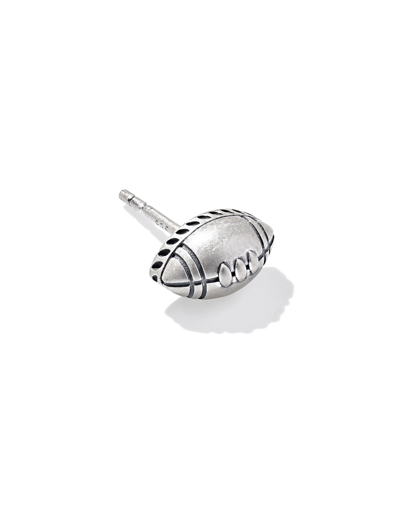 Football Oxidized Sterling Silver Single Stud Earring - 1
