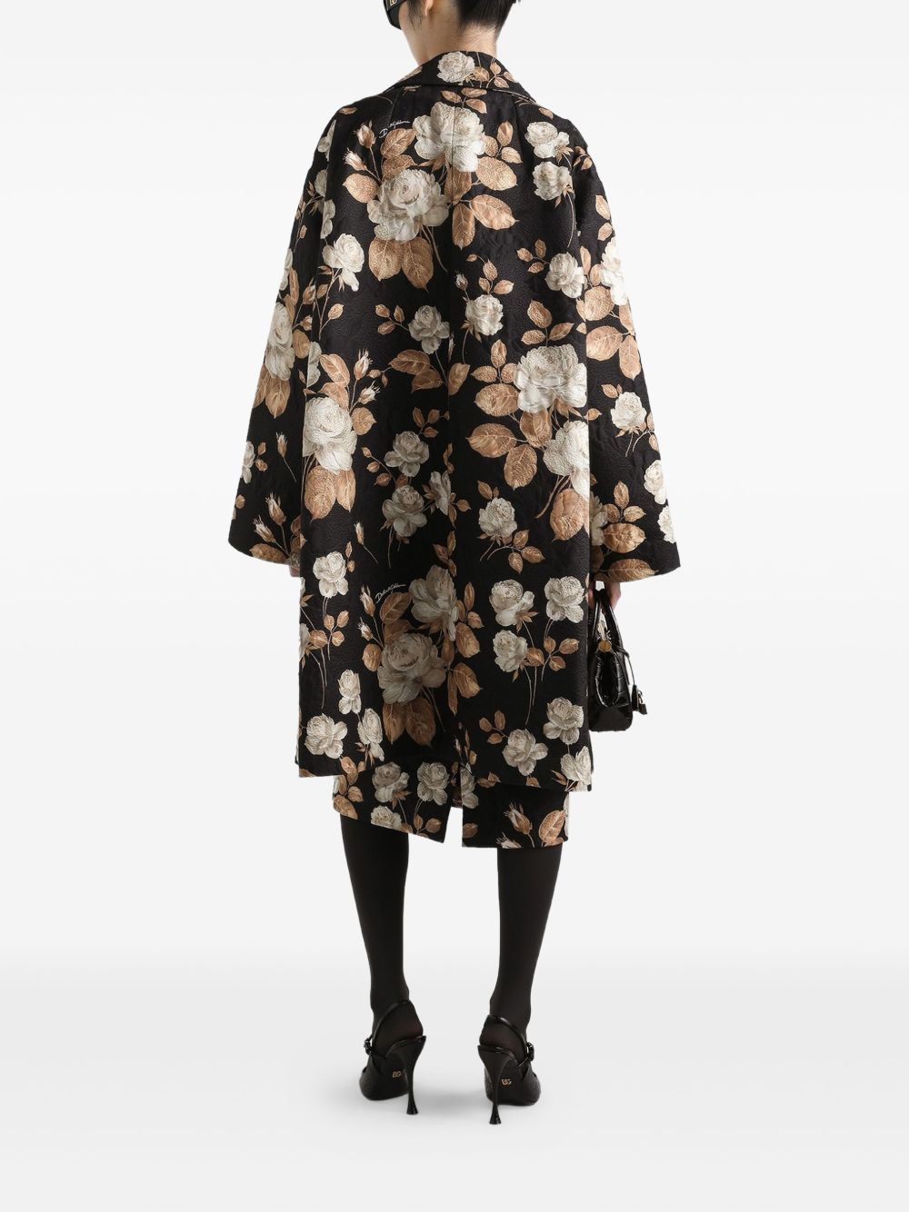 rose-print coat - 3