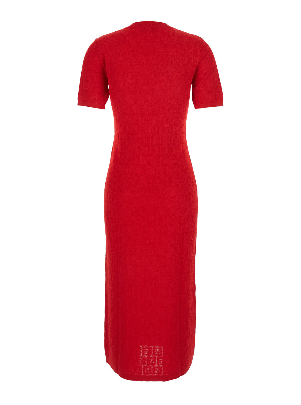 Fendi Women Red Short Sleeve Dress With All-Over Ff Motif In Cotton Blend Woman - 2