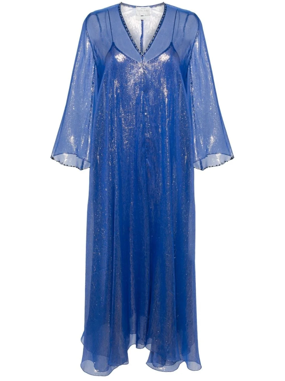 beaded-trim lurex kaftan dress - 1