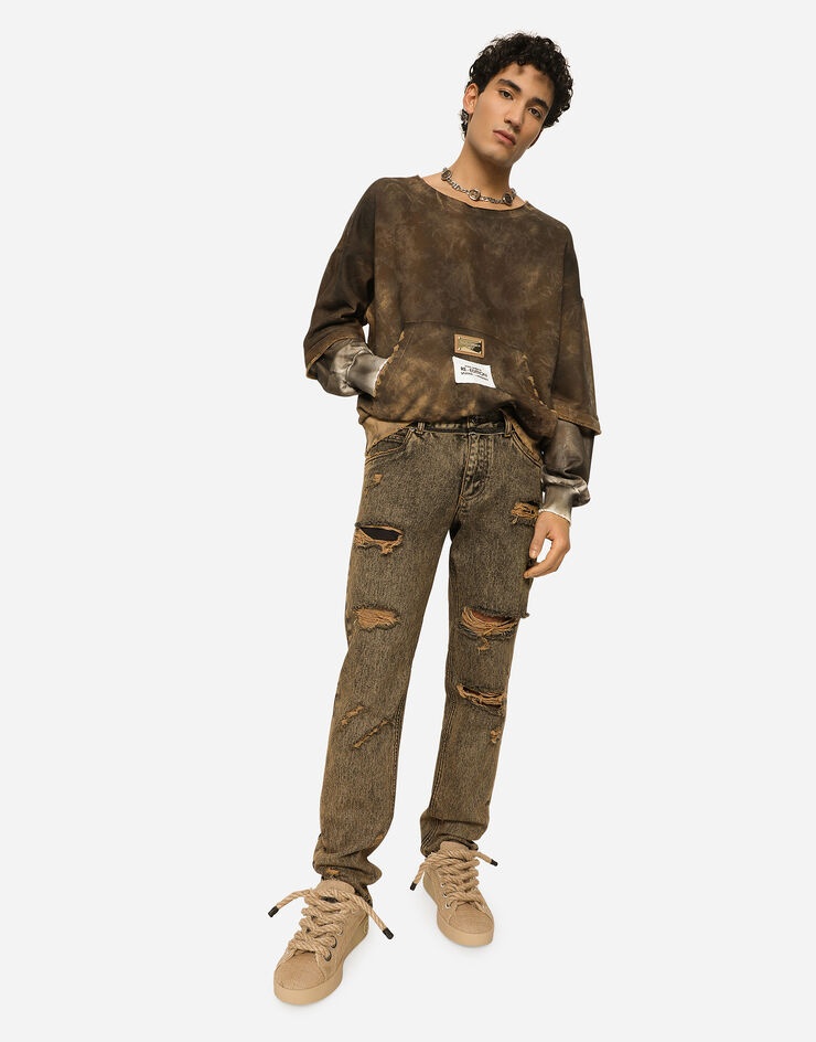 Overdyed regular fit jeans with subtle abrasions - 5