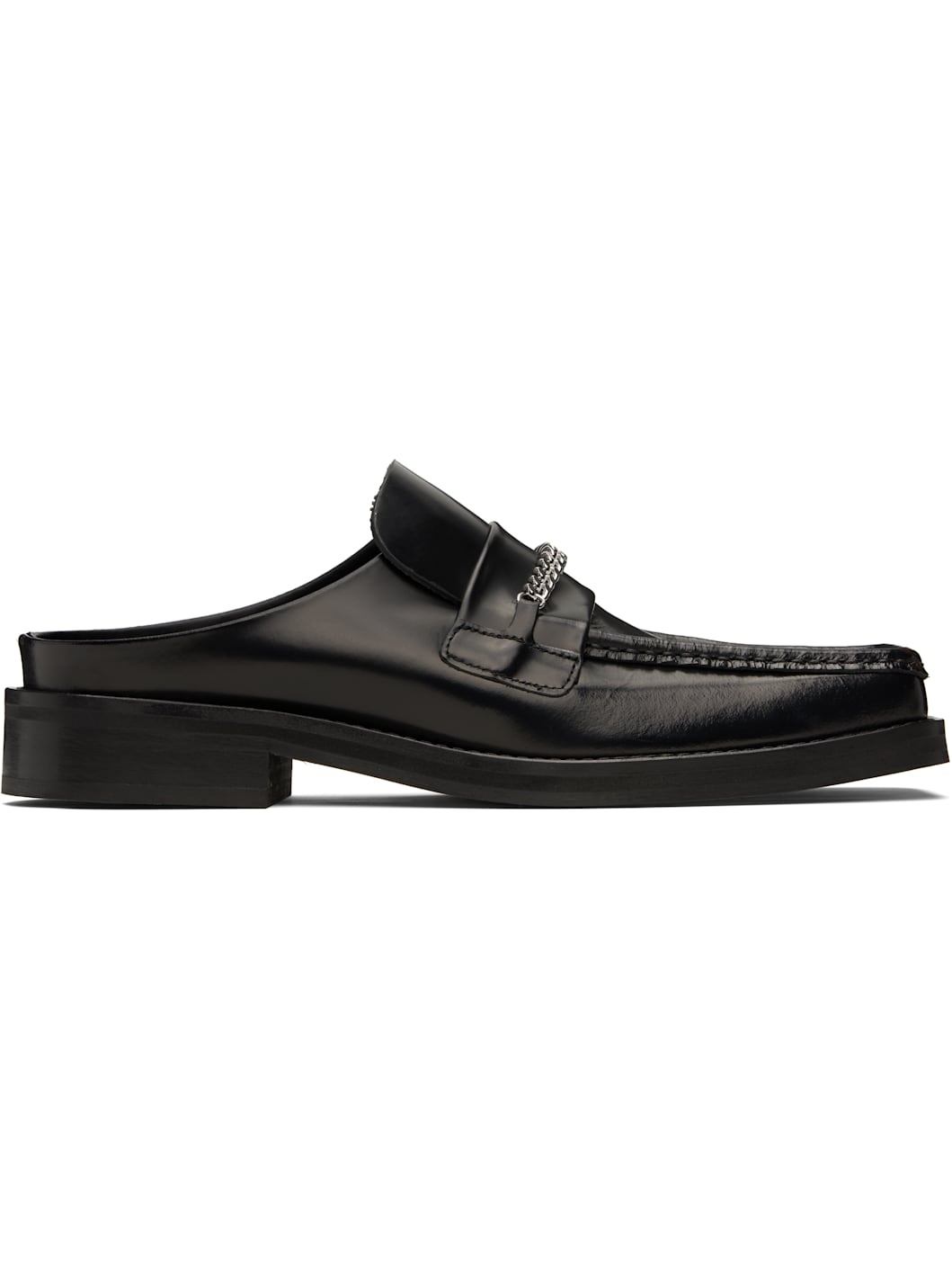 Black Square Toe Mules - 1