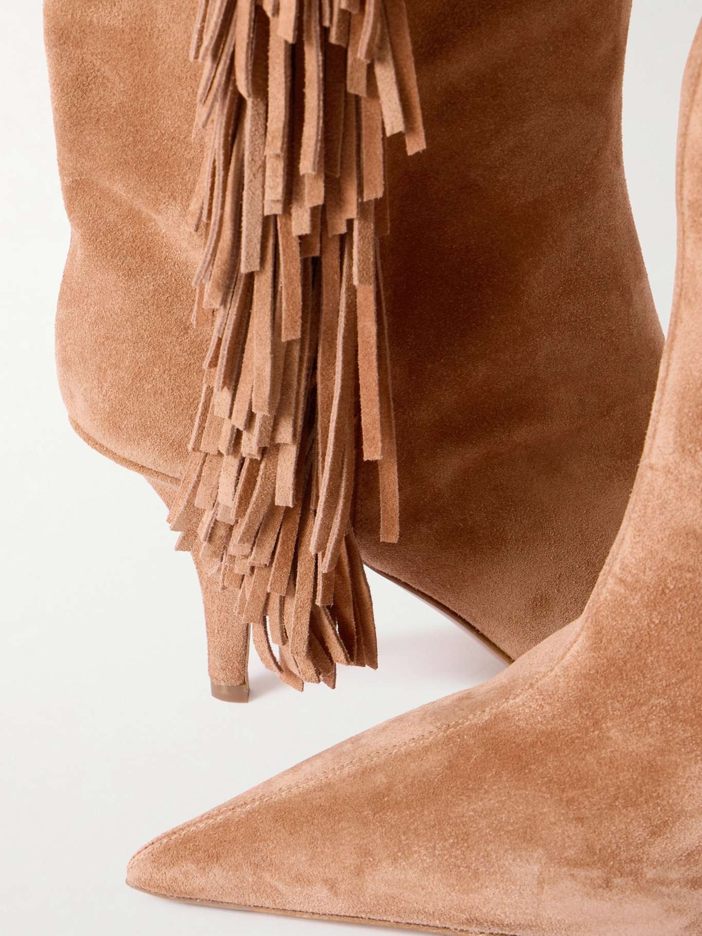Jessie fringed suede knee boots Tan - 4