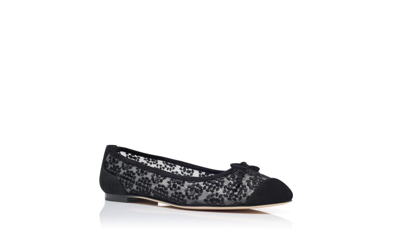 Black Lace Ballerina Flats - 3