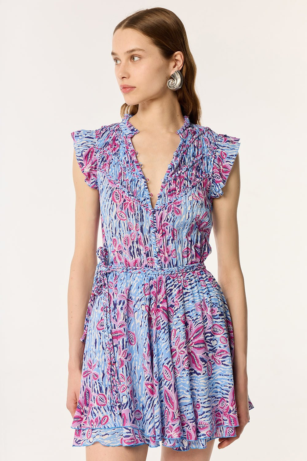 Mini Dress Callie - Blue Exotic Forest - 1