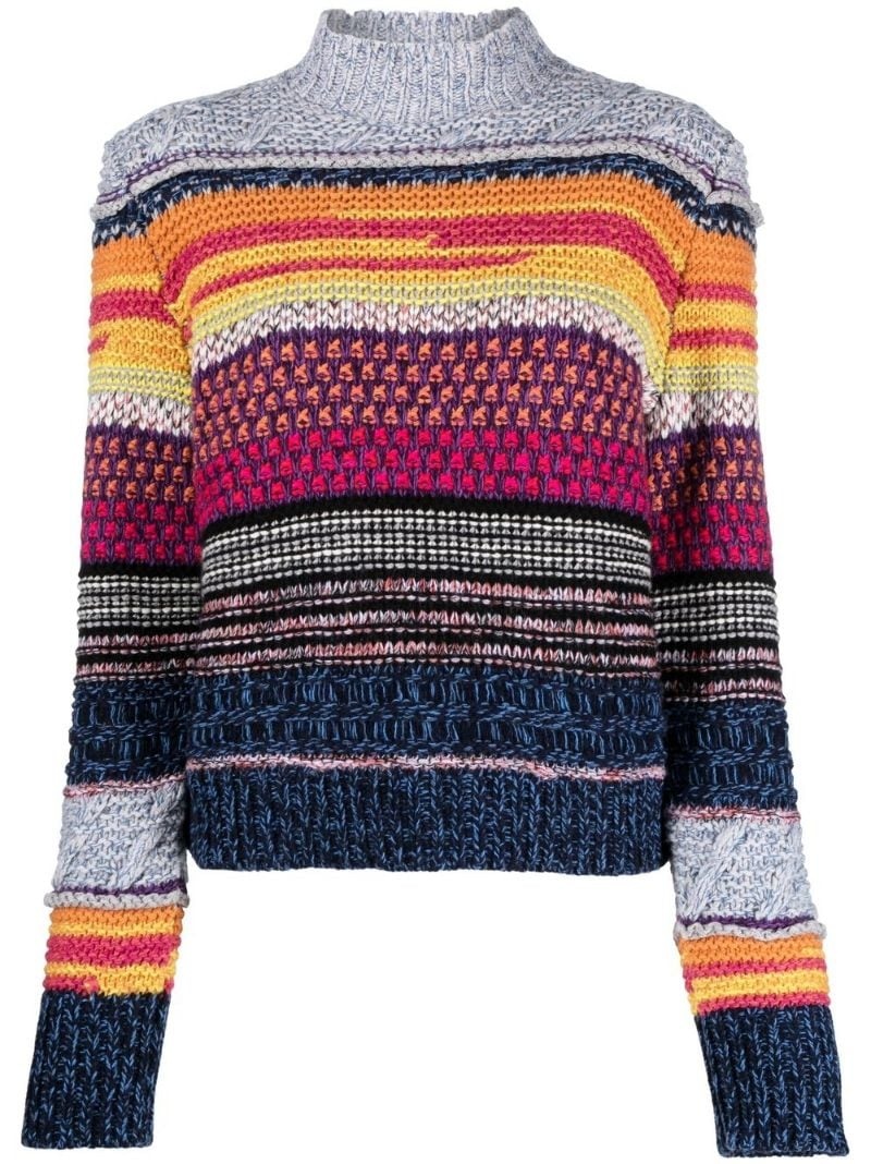 striped mock neck jumper - 1