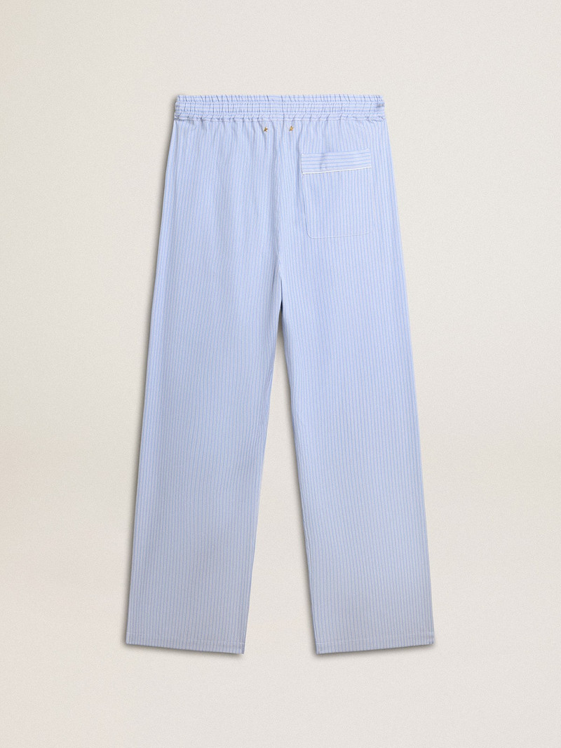 Men's joggers in striped cotton poplin 5