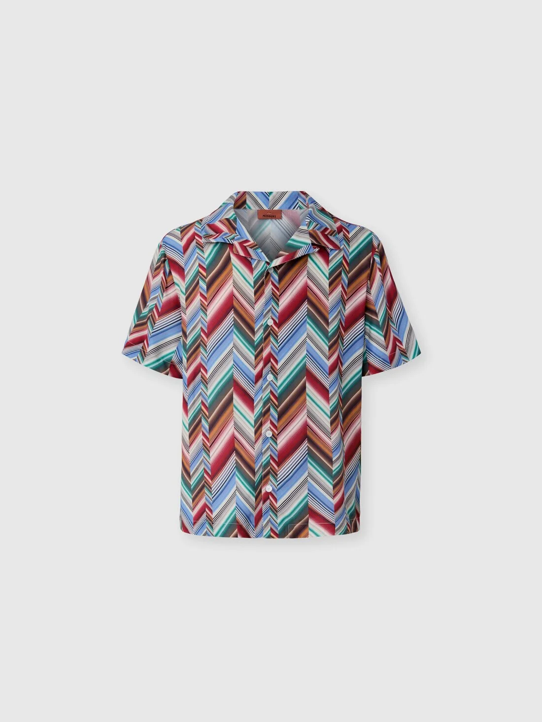 Bowling shirt in pure viscose with zig zag motif - 1