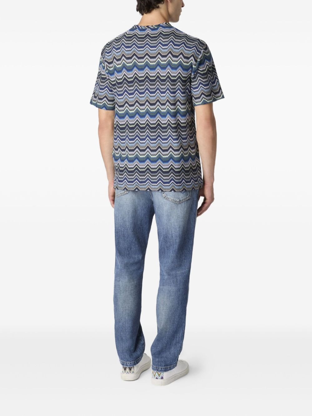 chevron-pattern short-sleeved t-shirt - 3