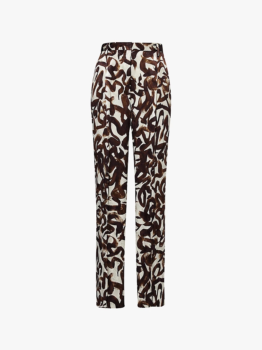 Portia abstract-pattern mid-rise straight-leg woven trousers - 1