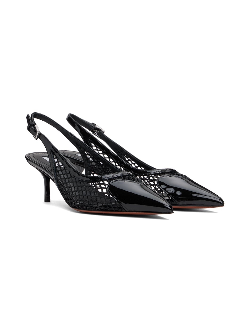 Black 'Le Cœur' Slingback Heels - 4