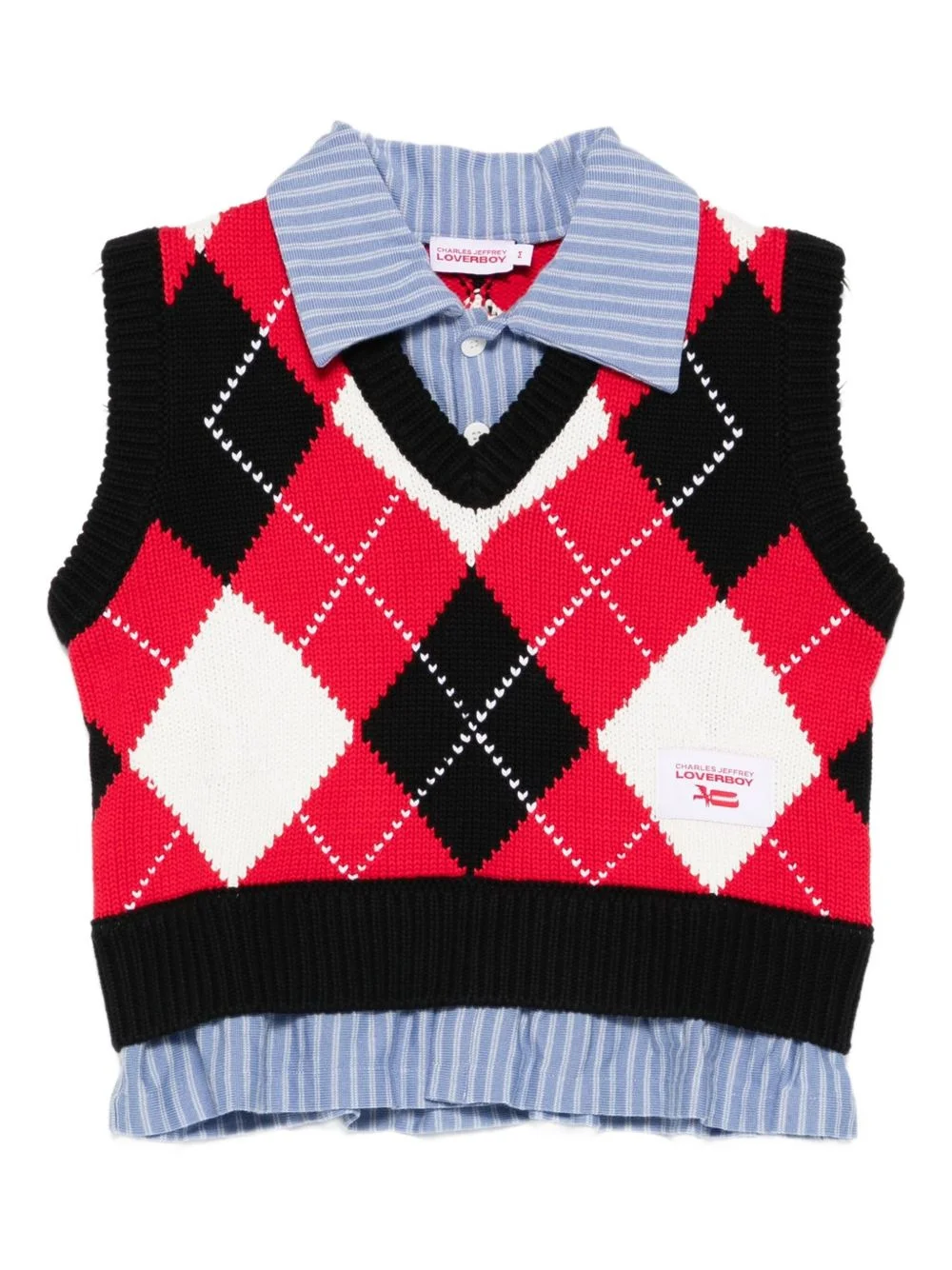 geometric-pattern cotton vest - 1