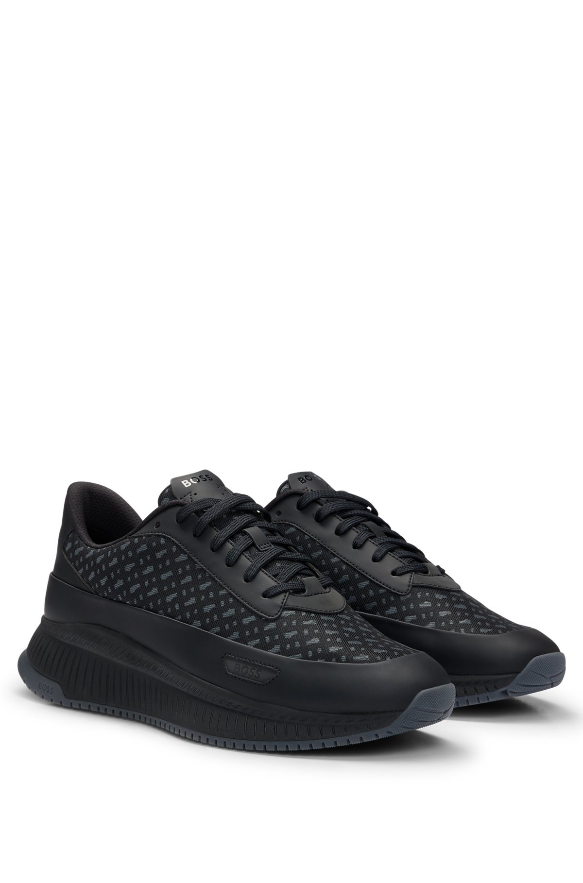 MONOGRAM-JACQUARD TRAINERS WITH RUBBERIZED FAUX LEATHER - 2