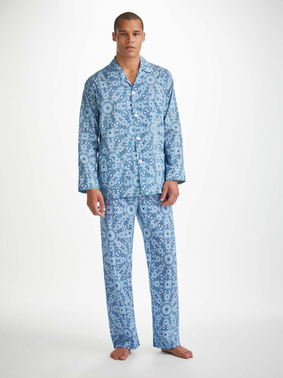 Derek Rose Men's Classic Fit Pyjamas Ledbury 69 Cotton Batiste Blue outlook