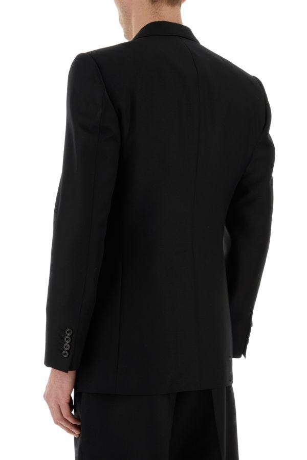 Black wool blend blazer - 5