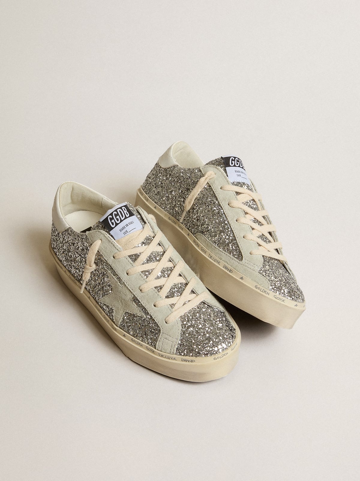 Hi Star in silver glitter with suede star and white heel tab - 2
