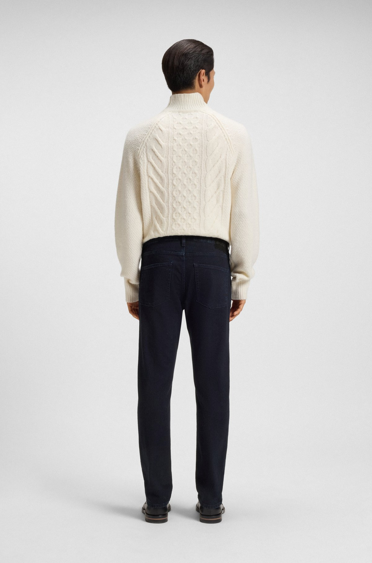 SLIM-FIT JEANS IN BLUE STRETCH DENIM WITH CASHMERE - 4