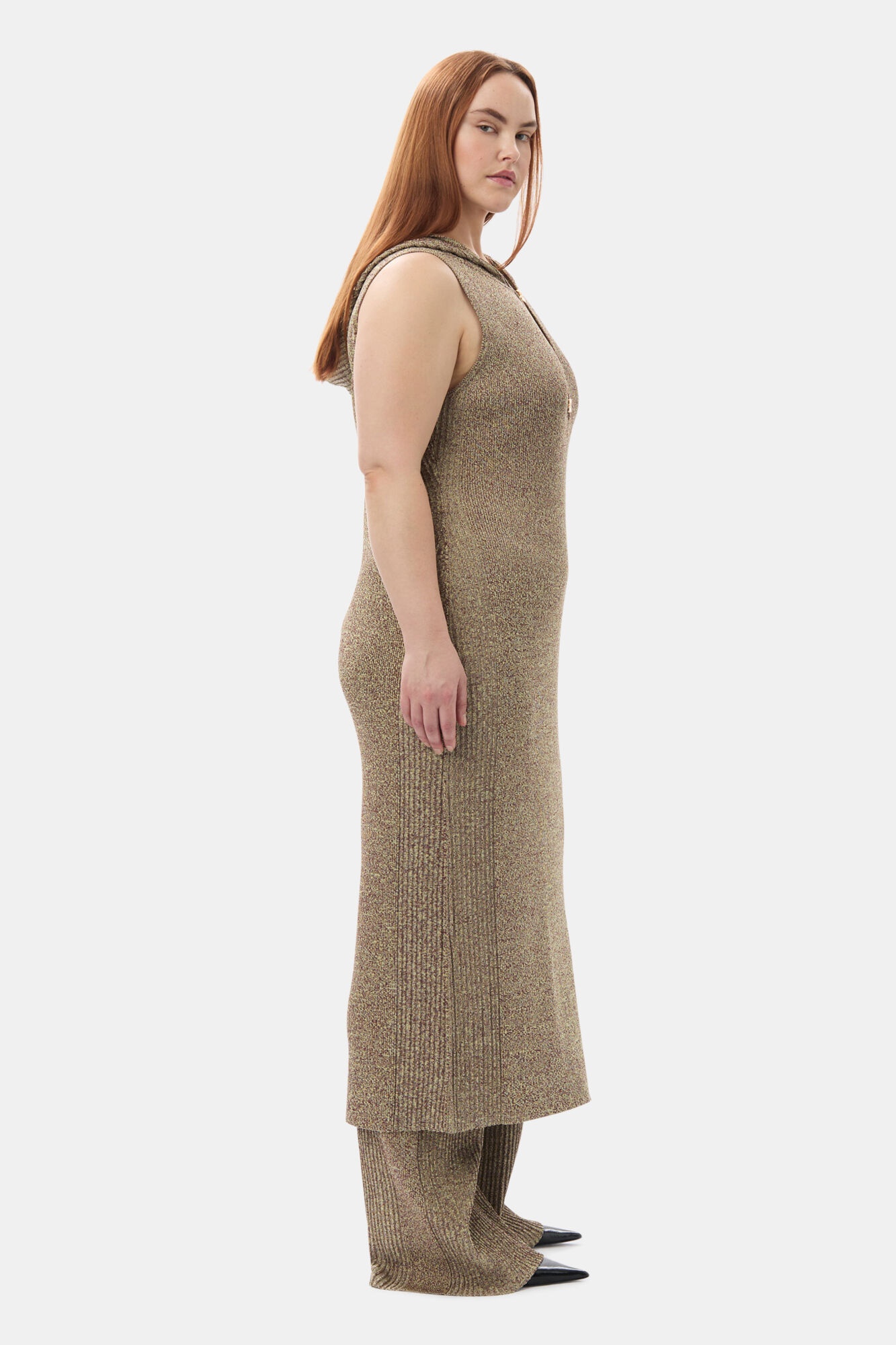 GANNI X PALOMA ELSESSER MELANGE RIB STRAIGHT TROUSERS - 3