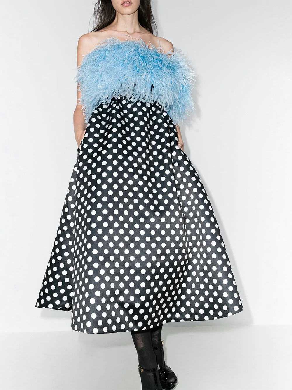 feather bodice polka dot dress - 2