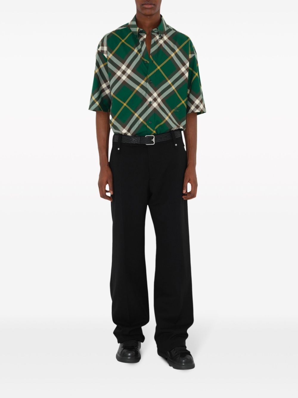 logo-embroidered plaid shirt - 2