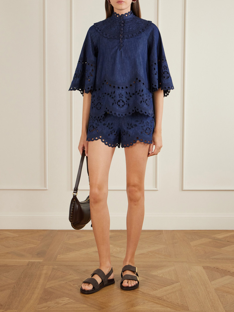 Zimmermann Mahon Broderie Anglaise Denim Shorts outlook