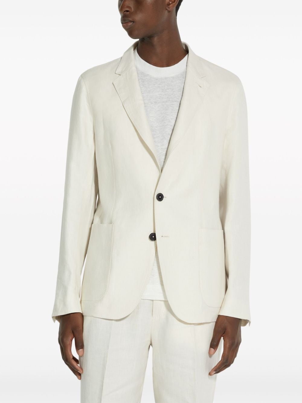 single-breasted linen blazer - 2