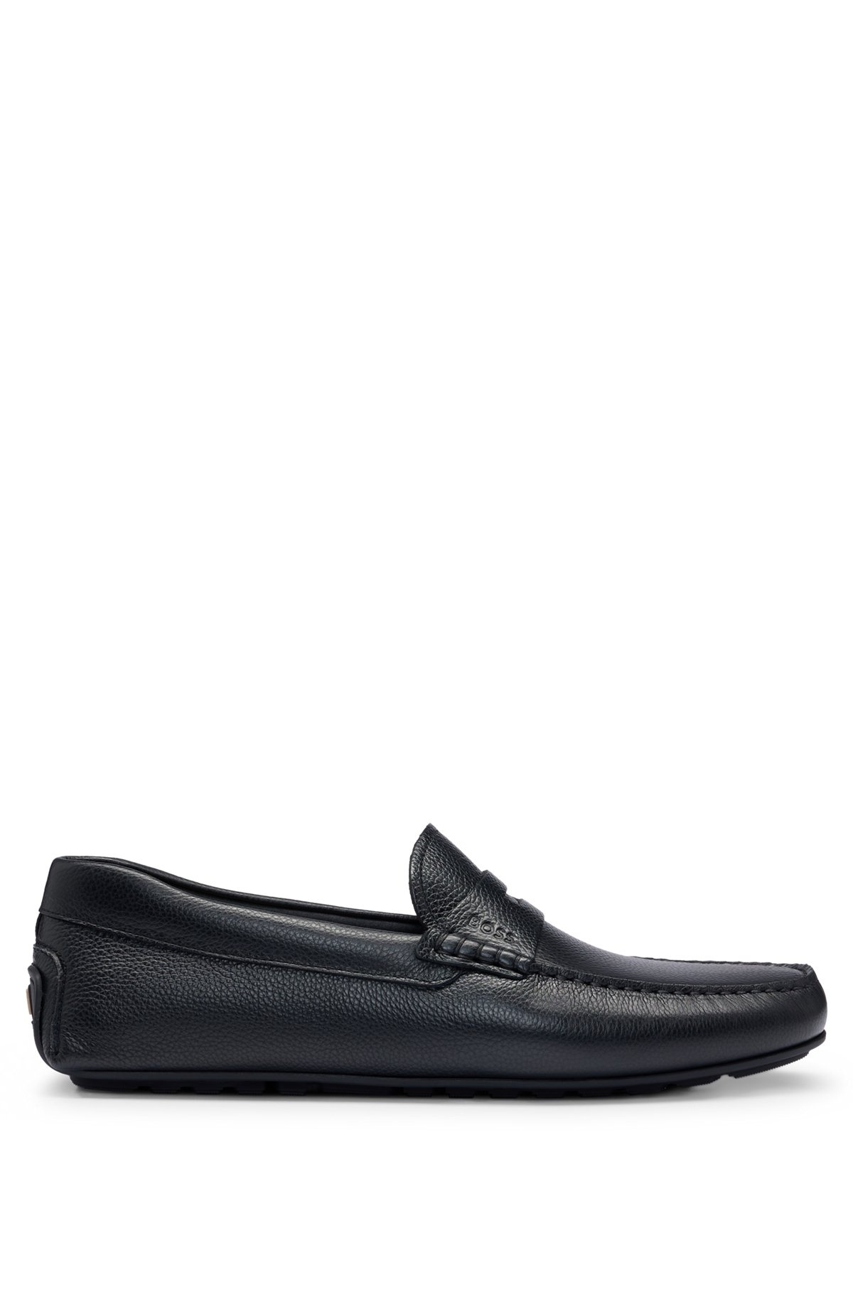 GRAINED-LEATHER DRIVER MOCCASINS WITH LOGO STRAP - 1