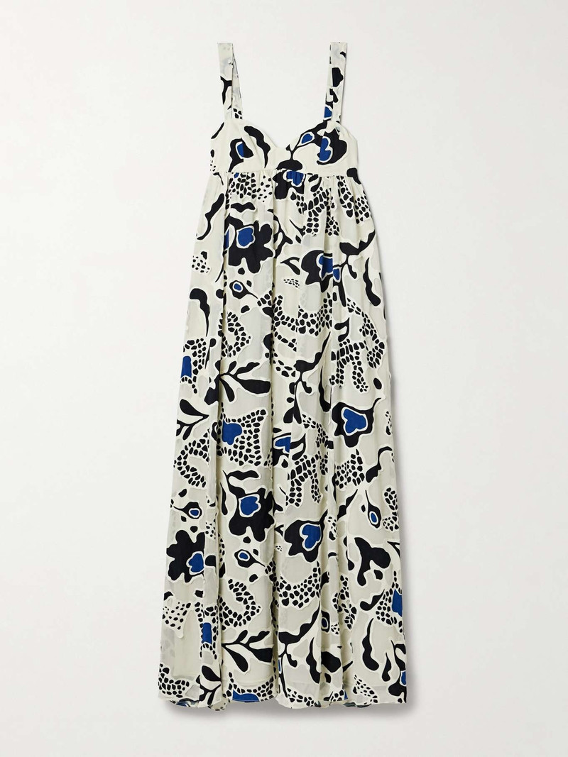 Leilani appliquéd printed crepe maxi dress Off-white - 1