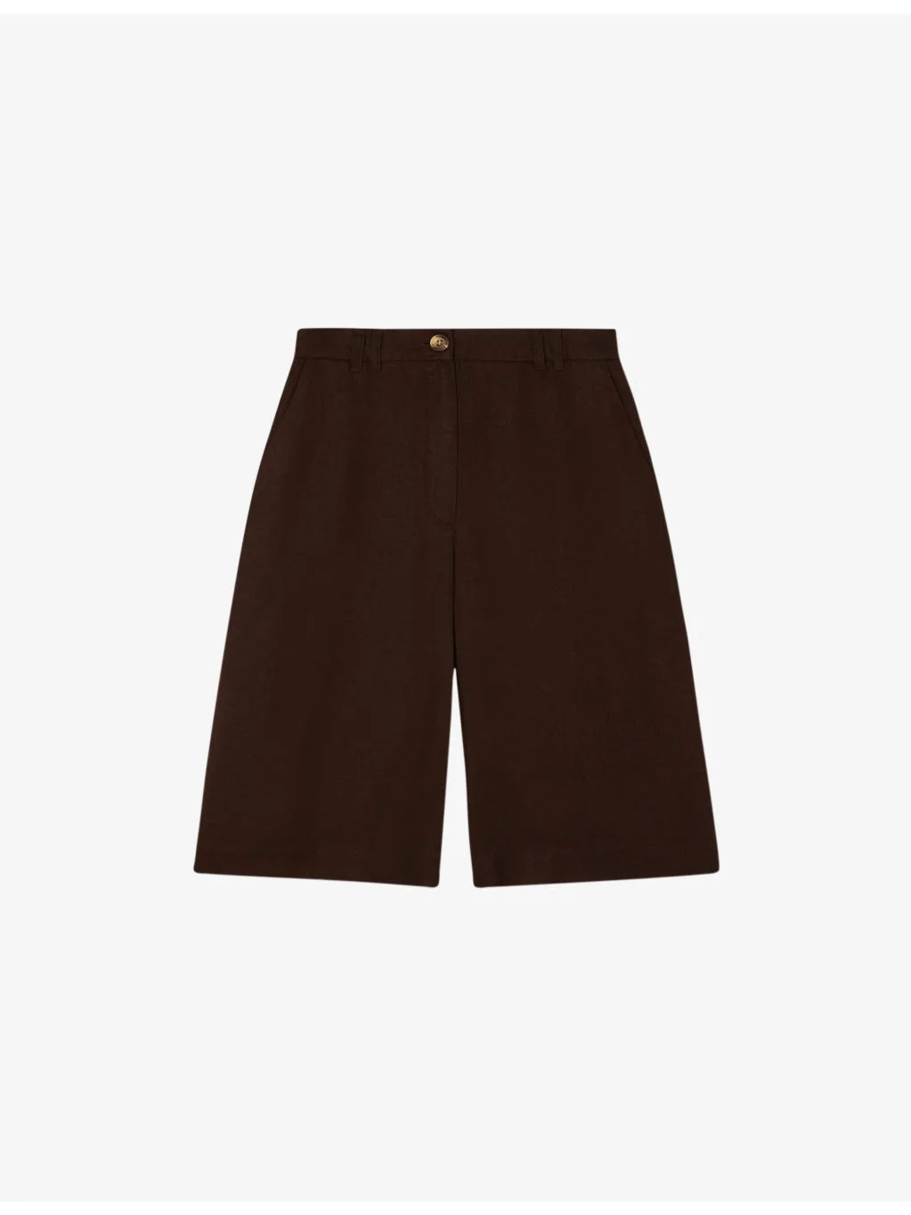 High-Rise Linen Bermuda Shorts - 1
