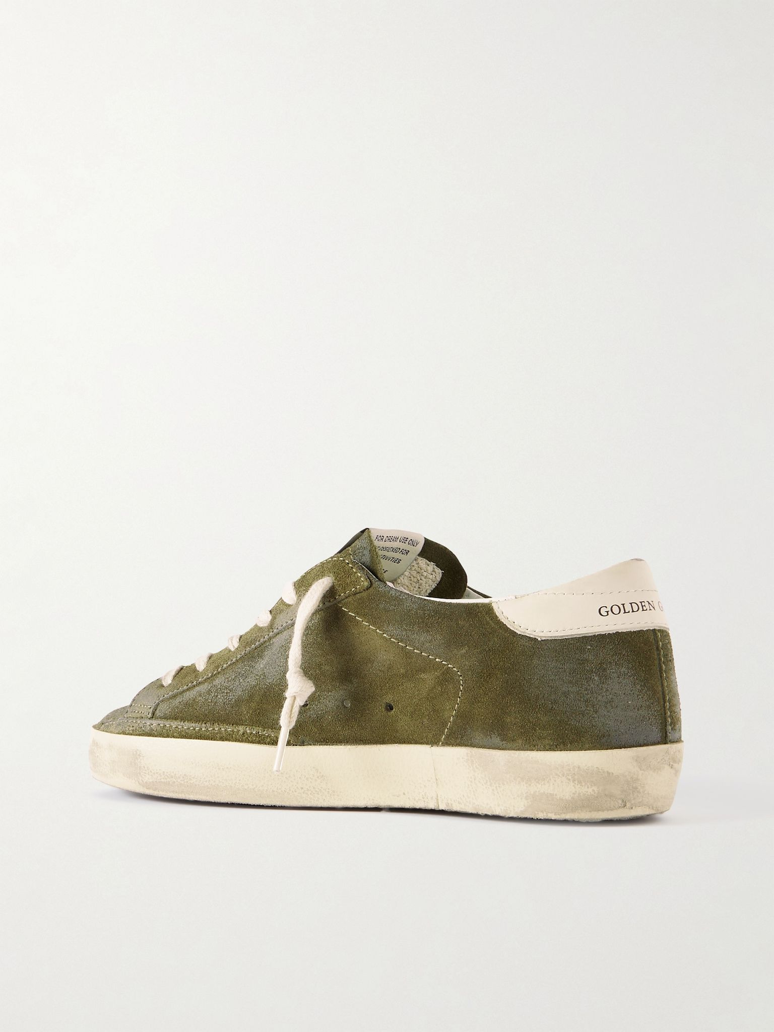 Super-Star leather-trimmed glittered distressed suede sneakers Dark green - 3