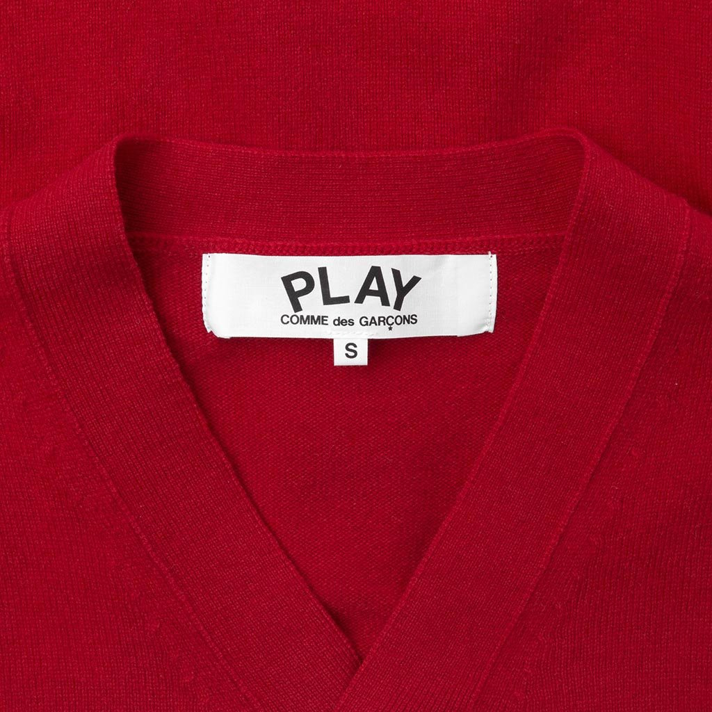 COMME DES GARCONS PLAY SMALL HEART CARDIGAN - RED - 3