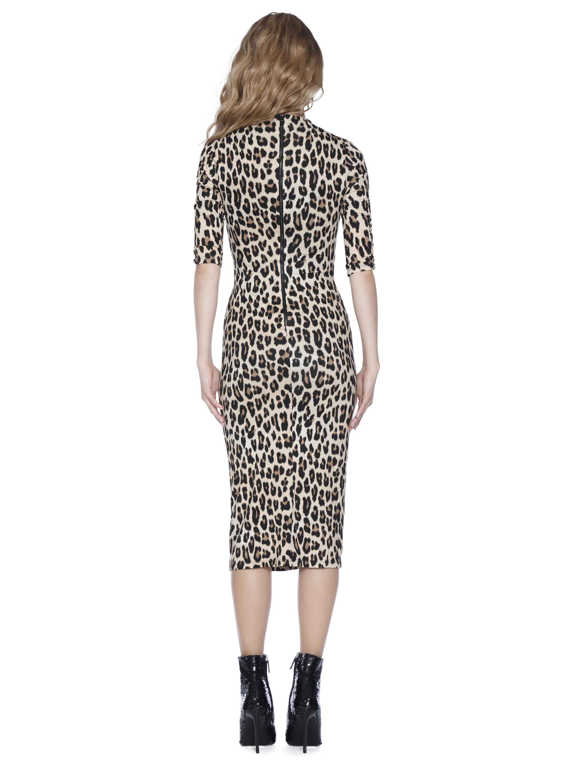 DELORA FITTED MOCK NECK MIDI DRESS - 3