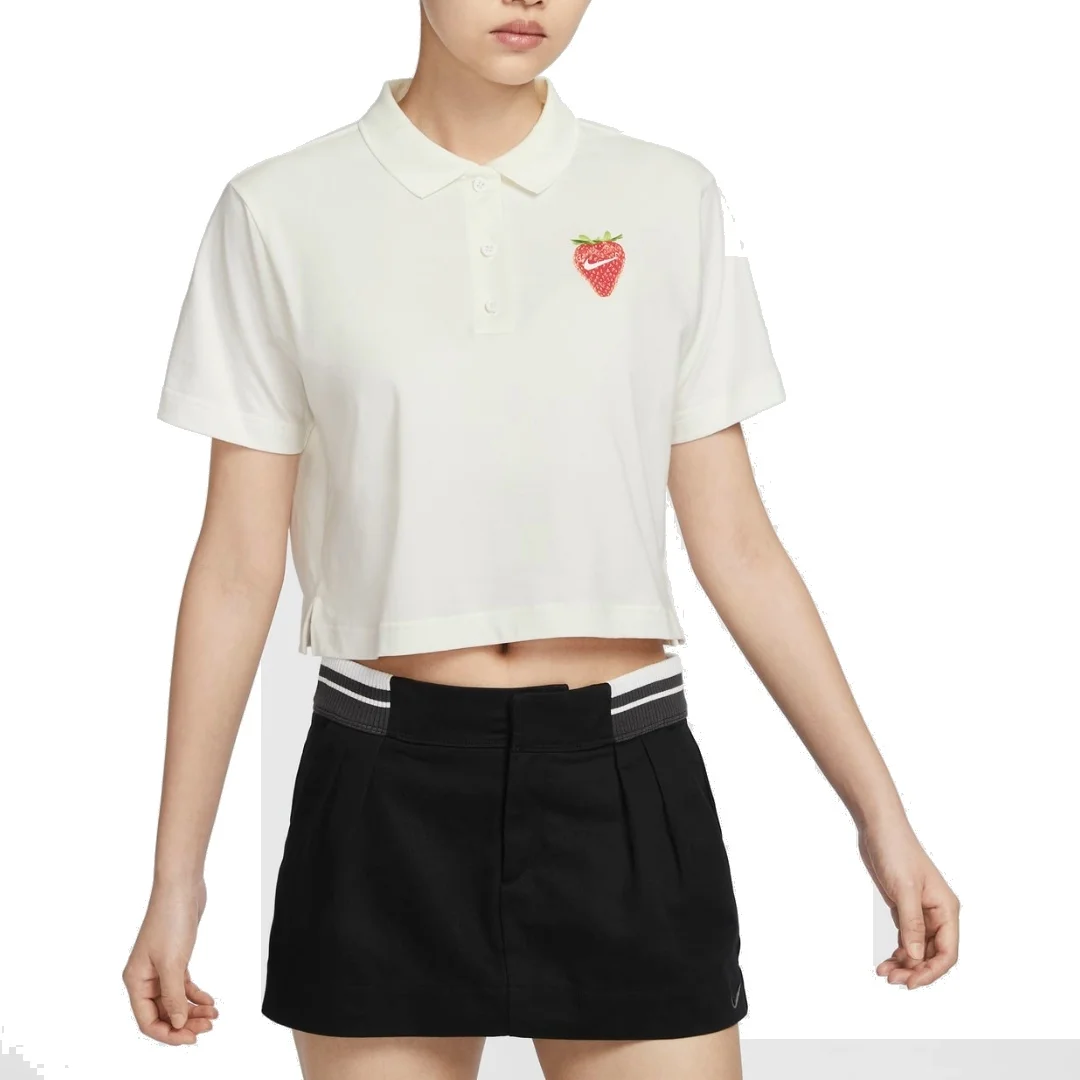 (WMNS) Nike Graphic Polo Shirt 'White Red' HQ1199-133 - 1