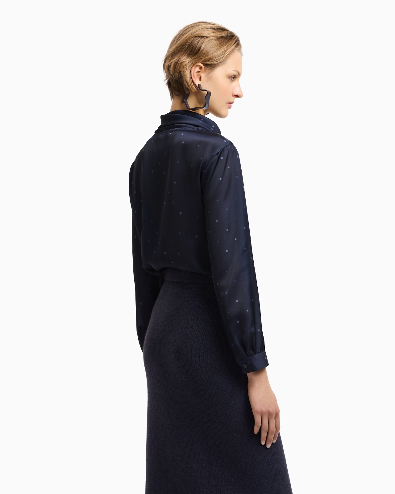 SATIN FOULARD-COLLAR BLOUSE WITH POLKA-DOT PRINT - 3