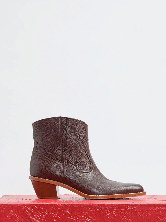 Leduc Ankle Boot in Chocolate Grained Leather - 4