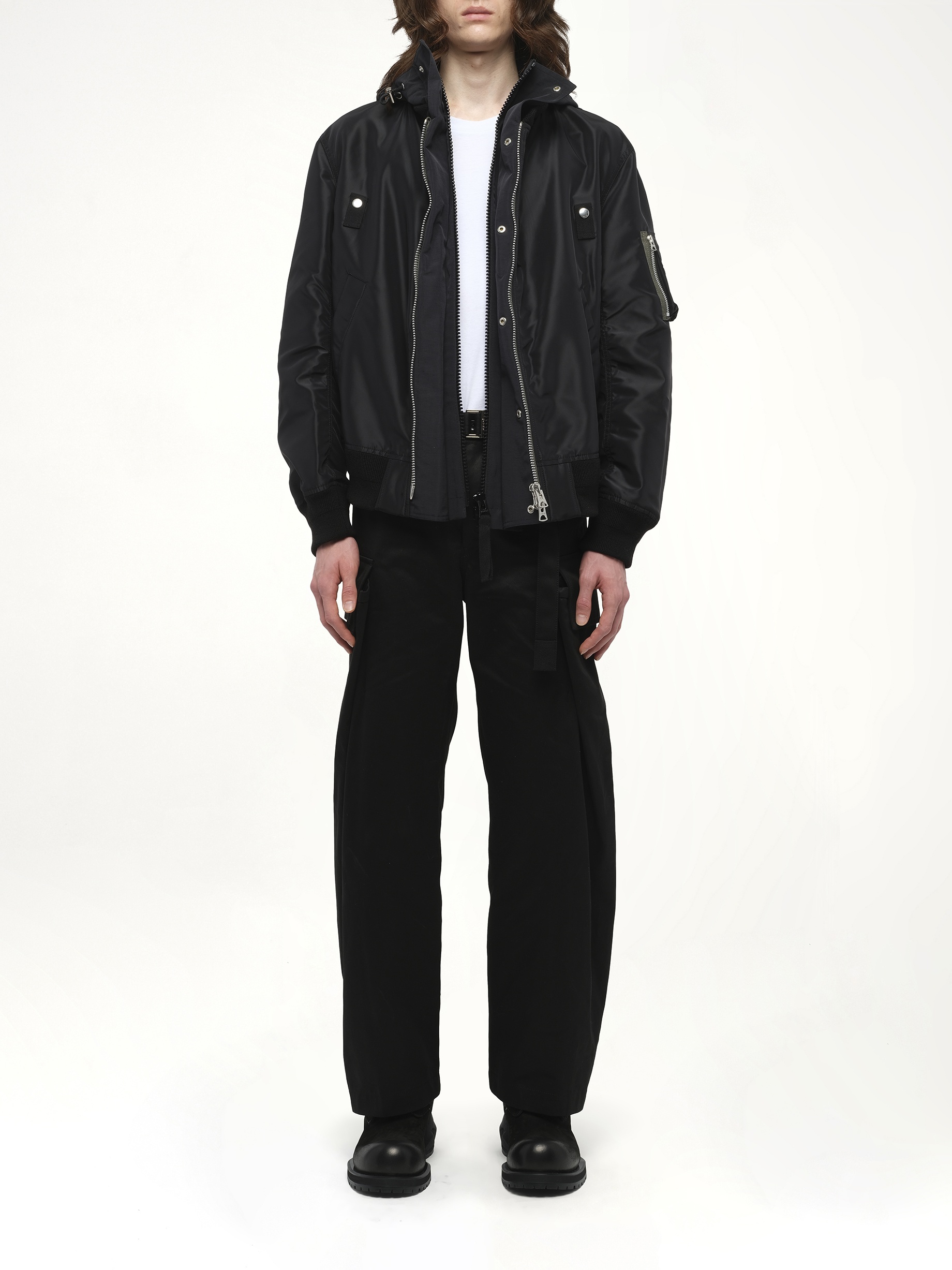 Nylon Twill x Grosgrain Blouson in Black - 7