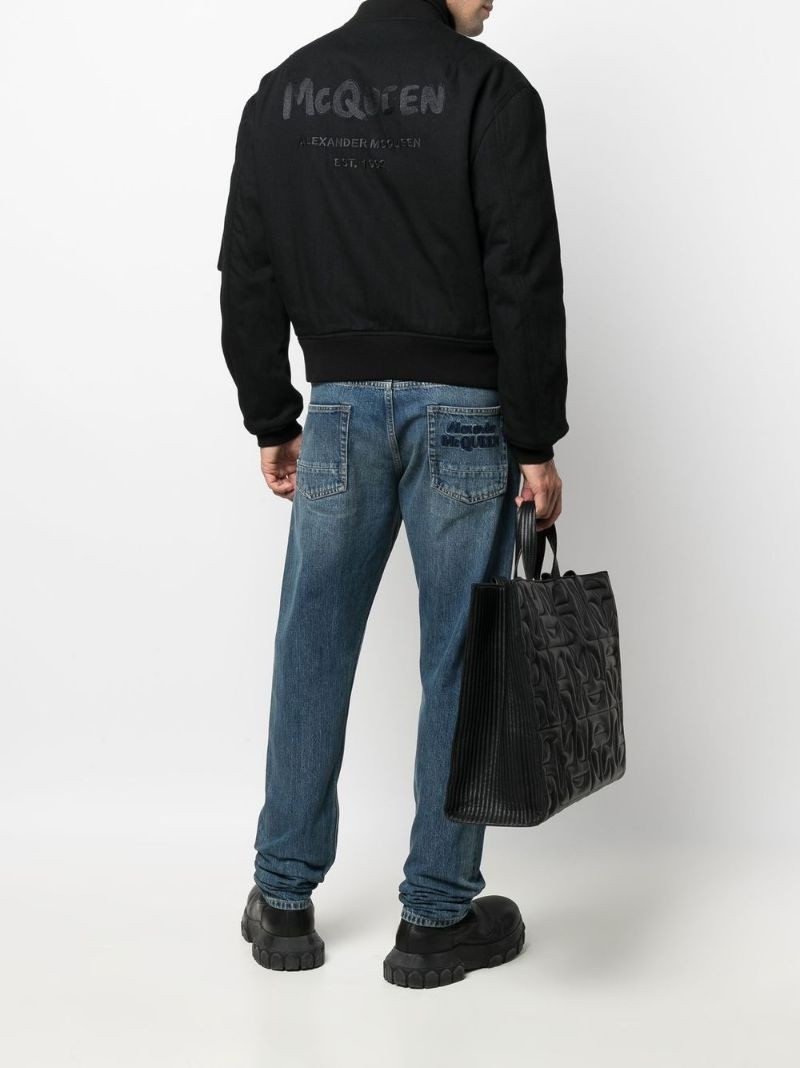 Alexander McQueen embroidered-logo zip-up bomber jacket outlook